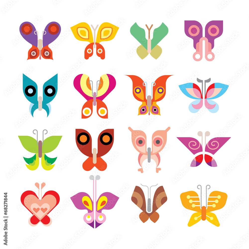 Butterfly icon set Butterfly icon set