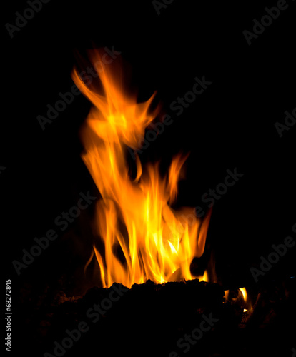 high flame burning wood in stoves