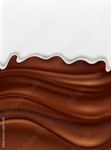 chocolate waves with flowing milk background