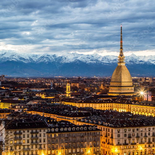 Canvas Print Torino al tramonto, Italia