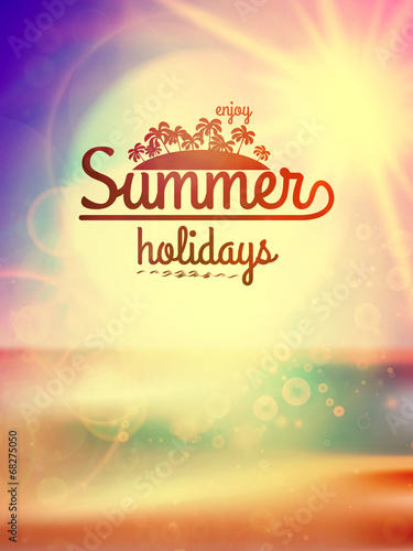 Summer holidays typography background.