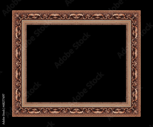 Picture Frame antique isolated on black background.