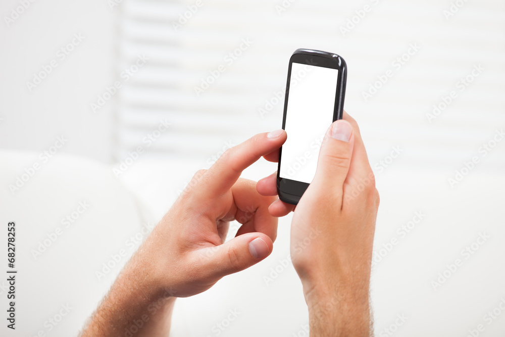 Hands Using Smart Phone With Blank Screen Hands Using Smart Phone With Blank Screen