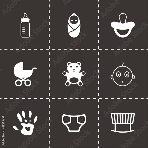 Vector black baby icons set