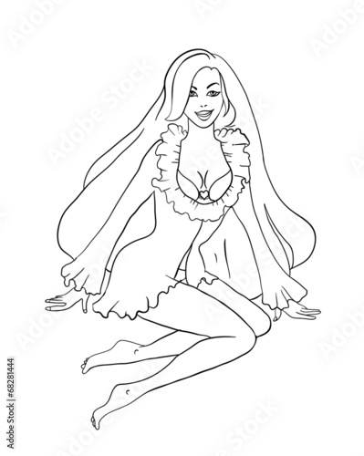 sexy girl sitting, vector illustration