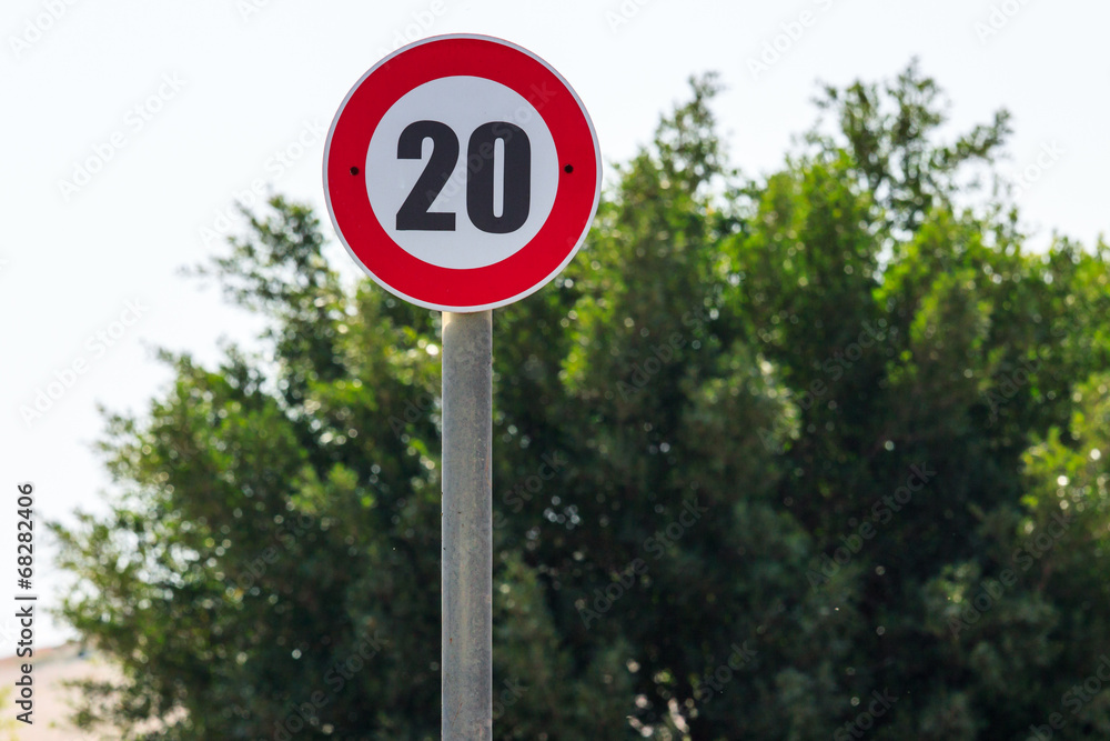 Road sign speed limit 20 kilometer per hour Road sign speed limit 20 kilometer per hour