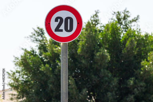 Road sign speed limit 20 kilometer per hour