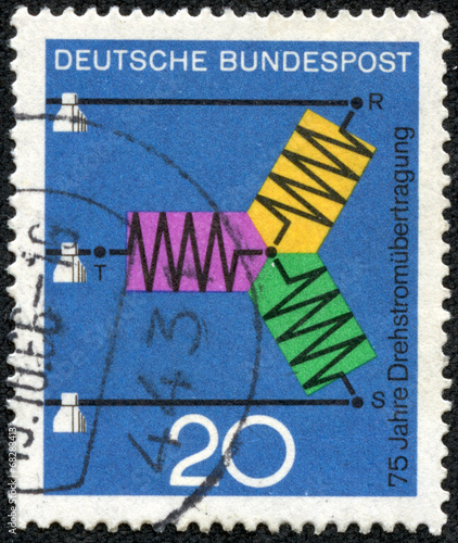 stamp printed in Germany shows diagram of A.C. Transmission photo