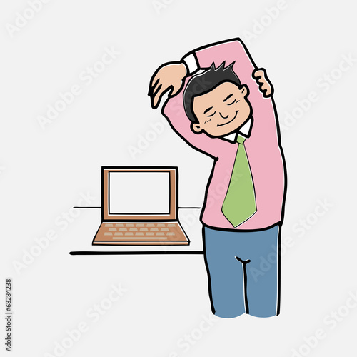 Businessman exercise while work