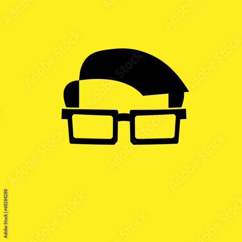 Man glasses hairdo flat icon