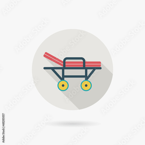 medical bed flat icon with long shadow