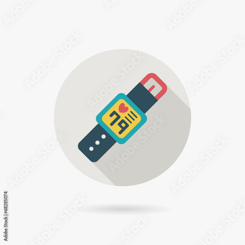 health Smart watch flat icon with long shadow