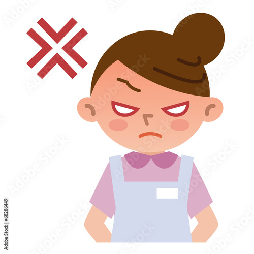 怒っている若い店員