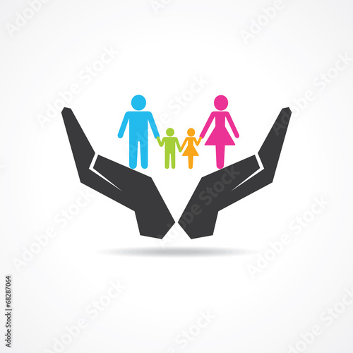 secure or save family under hand concept vector