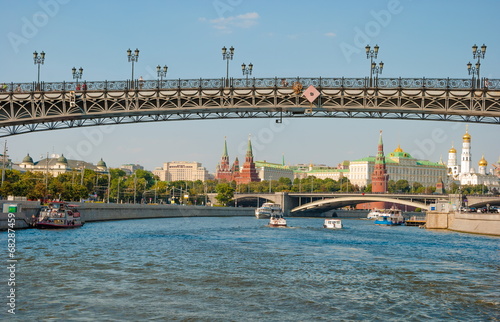 View from Moscow-river on Kremlin and  Patriarchal Bridge