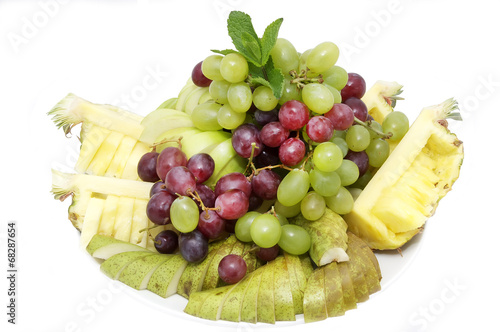 sliced juicy ripe fruit in a restaurant