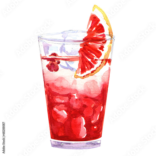 watercolor cold punch cocktail glass