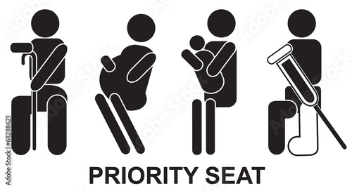 Priority seat, sign, black