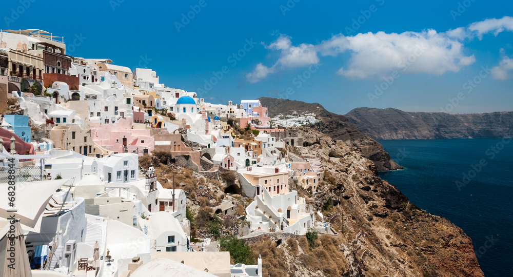 Houses on the hillside in the the Greek island of Santorini