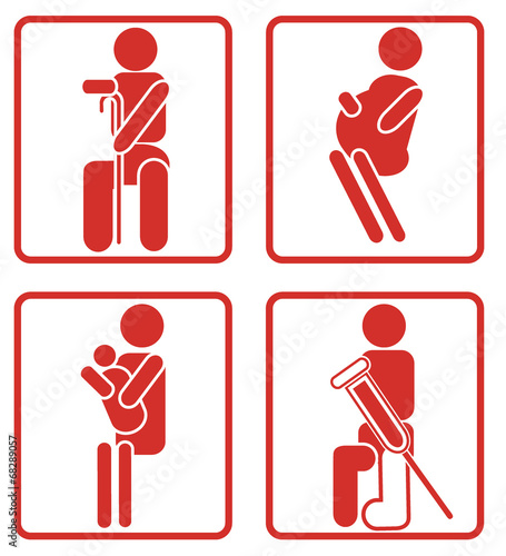 Priority, seats, sign, red