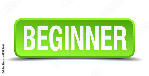 beginner green 3d realistic square isolated button