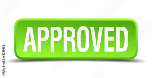 Approved green 3d realistic square isolated button