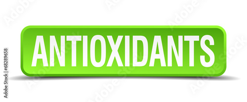 antioxidants green 3d realistic square isolated button
