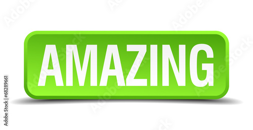 Amazing green 3d realistic square isolated button