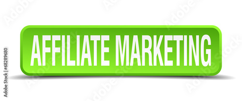 affiliate marketing green 3d realistic square isolated button