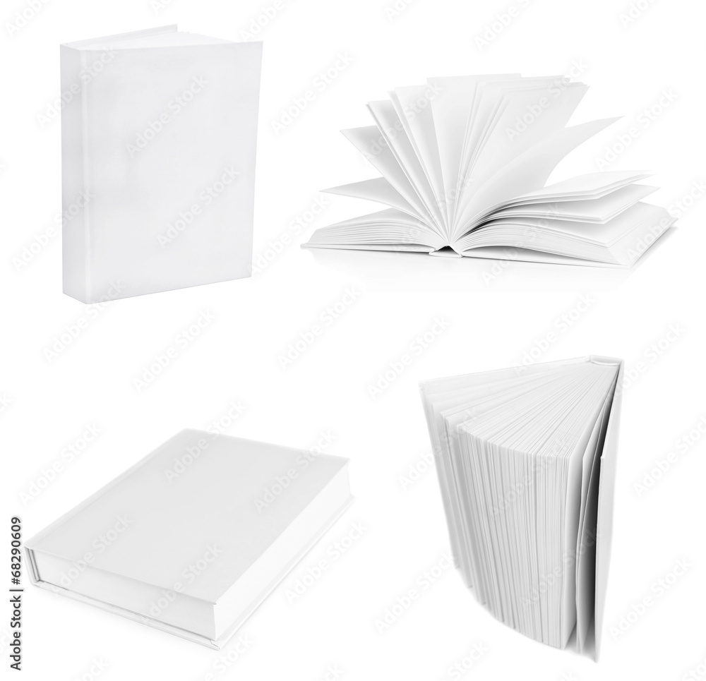 Collage of white empty books