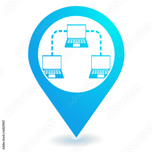 intranet réseau informatique sur symbole localisation bleu