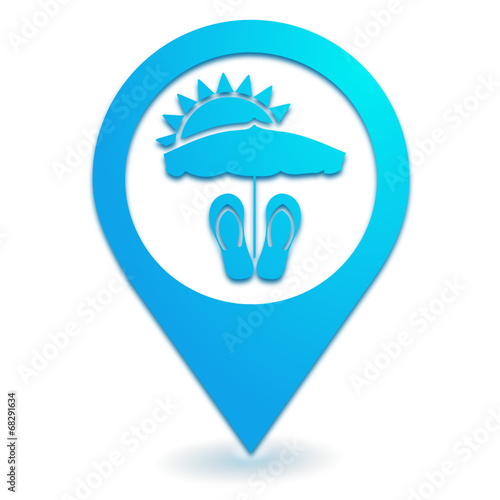 plage sur symbole localisation bleu