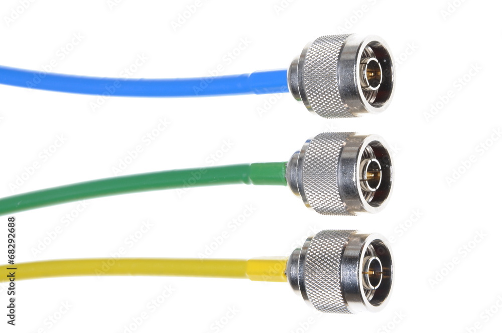 Coaxial connectors isolated on white background Coaxial connectors isolated on white background
