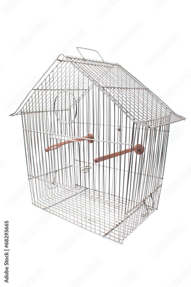 Fototapeta premium Empty bird cage isolated on white