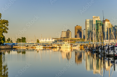Coal Harbour and Vancouver Skyline at Sunset