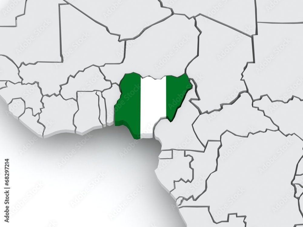 Fototapeta premium Map of worlds. Nigeria.
