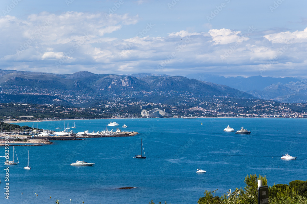 Obraz premium Antibes, France. Yacht in the sea