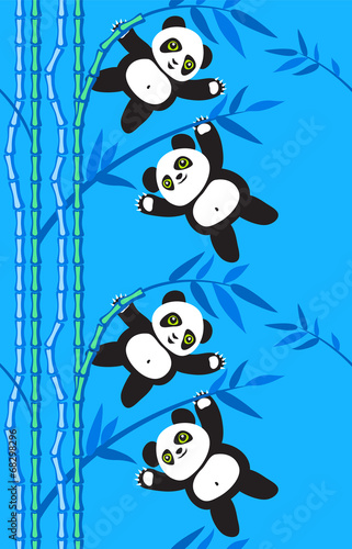 Fototapeta Naklejka Na Ścianę i Meble -  panda bear on bamboo branches (seamless pattern)