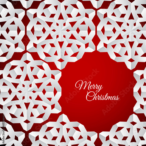 Vector white paper christmas snowflakes on a red background