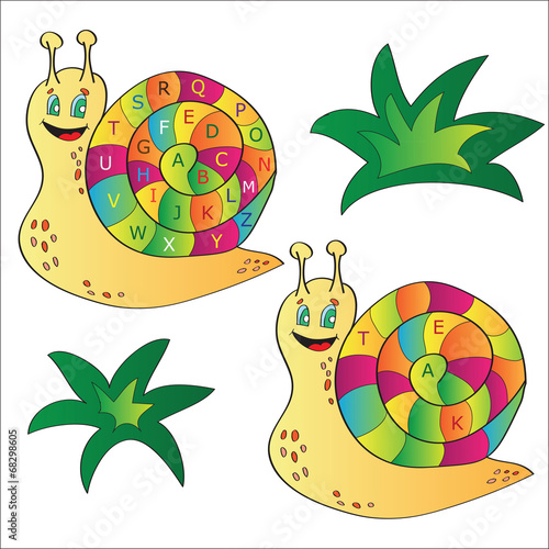 Vector illustration of a snail - a alphabet puzzle for child