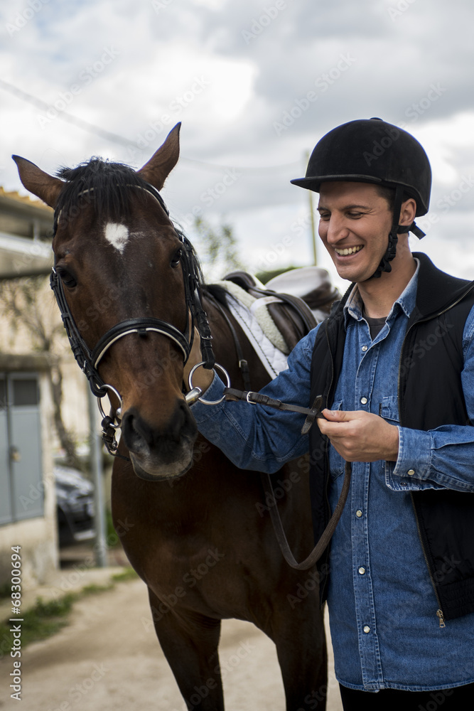 Fototapeta premium cavallo e cavaliere