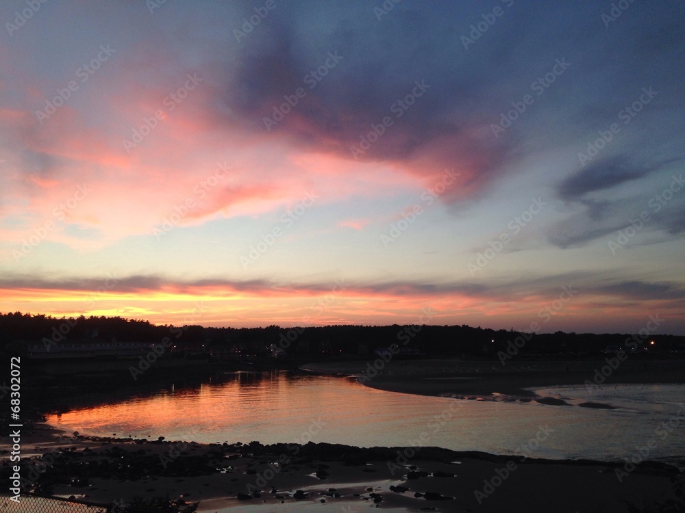 Obraz premium sunset on Ogunquit river in Maine