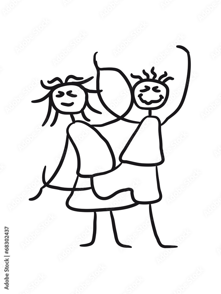 2 lustige Tanzende Kinder Paar Pärchen Liebe 2 lustige Tanzende Kinder Paar Pärchen Liebe