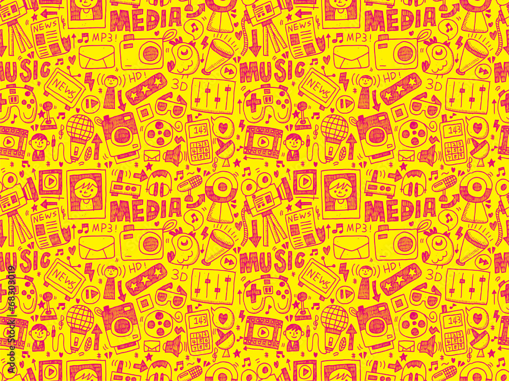 seamless doodle media pattern seamless doodle media pattern