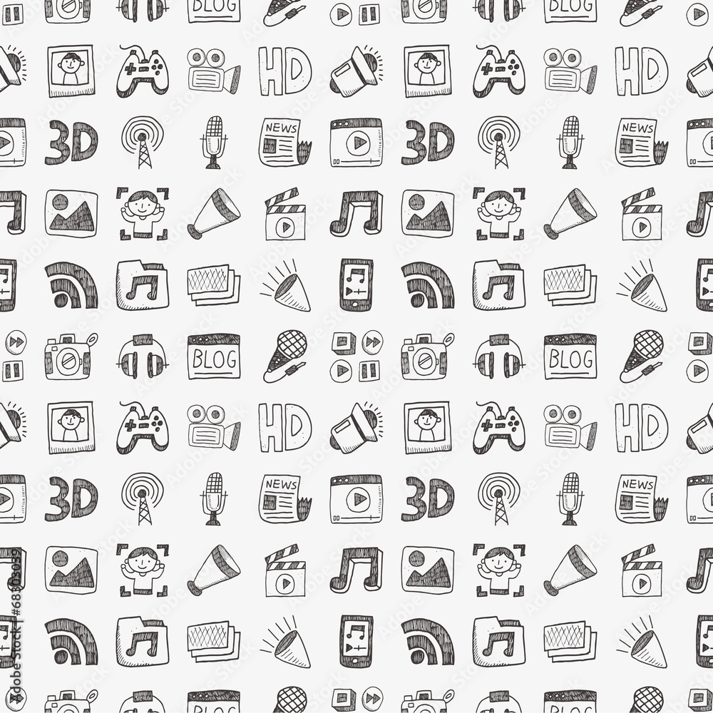 seamless doodle media pattern seamless doodle media pattern