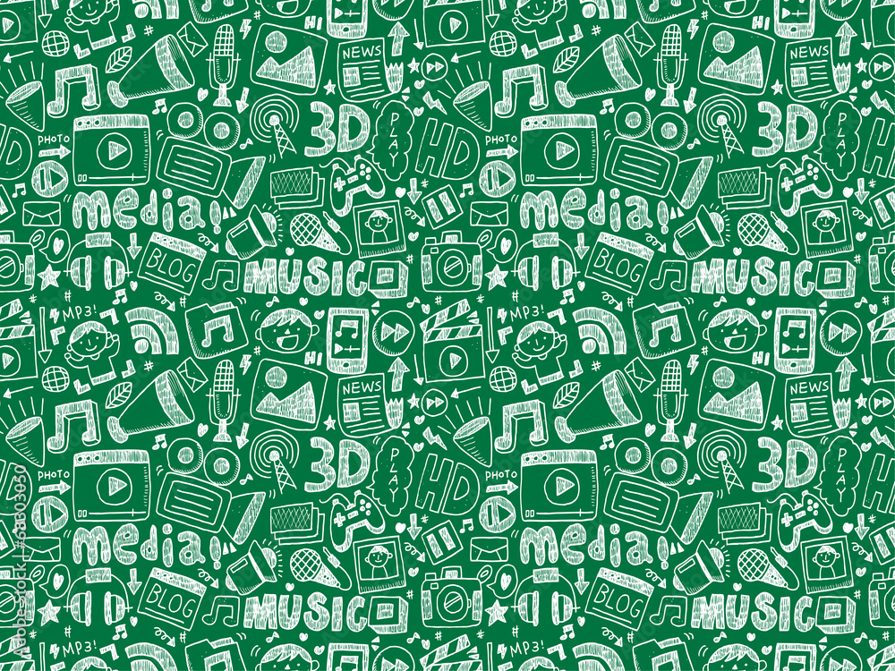 seamless doodle media pattern