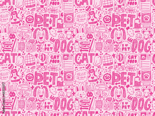 seamless doodle pet pattern