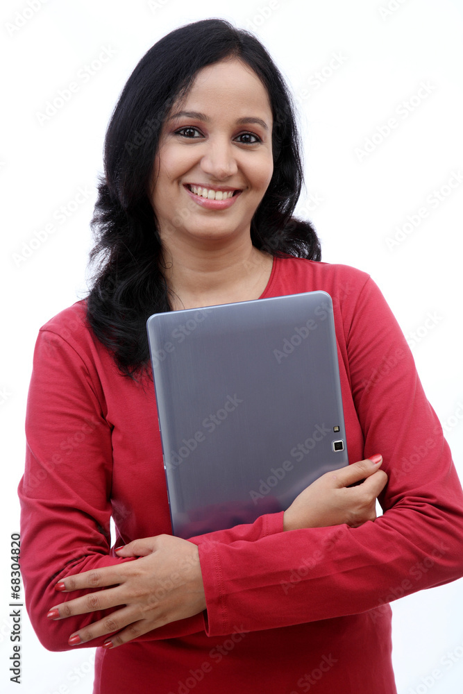 Happy young woman with tablet computer Happy young woman with tablet computer