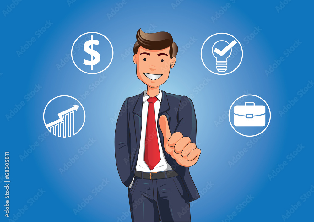 Smiling businessman show thumb up Smiling businessman show thumb up