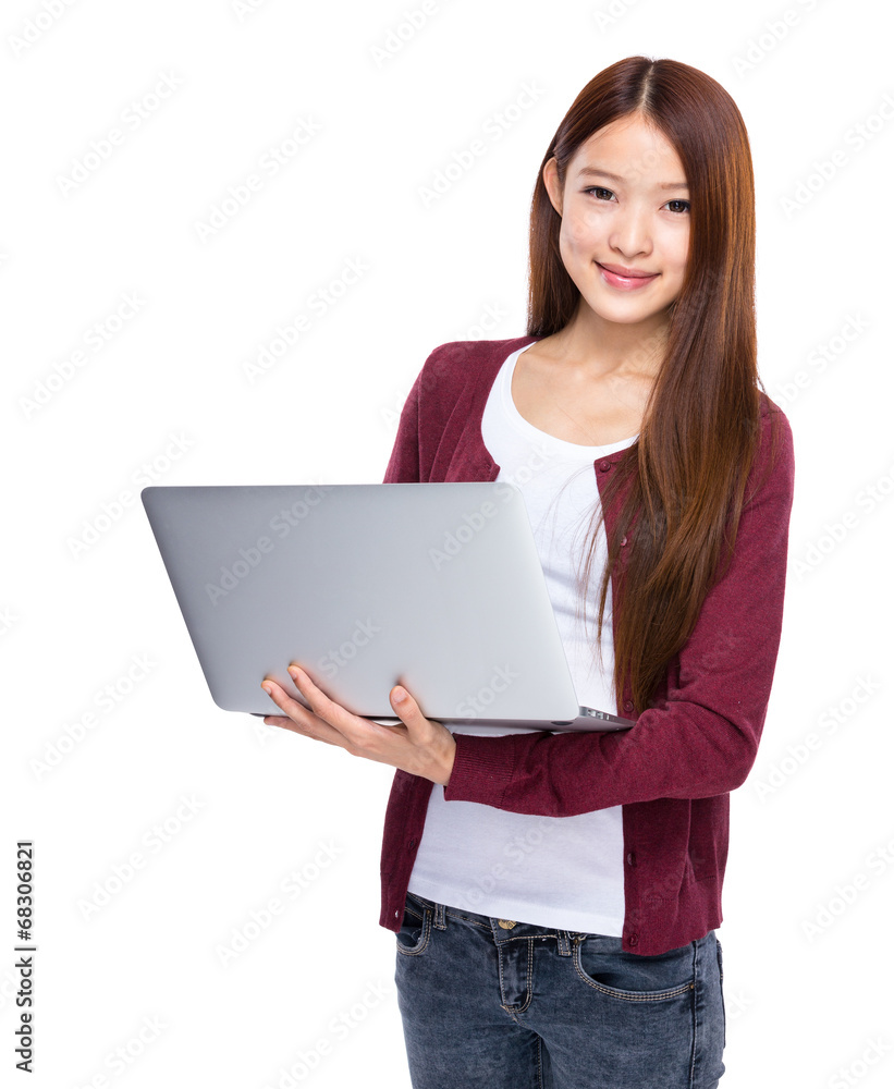 Young woman use notebook computer Young woman use notebook computer